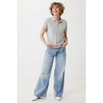 Polo piqué in cotone riciclato donna casual fit M da 220 g/m2 Iqoniq color grigio chiaro vista con modello