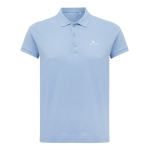 Polo piqué in cotone riciclato donna casual fit M da 220 g/m2 Iqoniq color azzurro ciano vista con logo