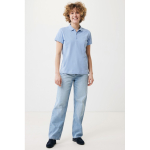 Polo piqué in cotone riciclato donna casual fit M da 220 g/m2 Iqoniq color azzurro ciano vista con modello