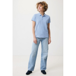 Polo piqué in cotone riciclato donna casual fit M da 220 g/m2 Iqoniq color azzurro ciano seconda vista con modello