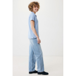 Polo piqué in cotone riciclato donna casual fit M da 220 g/m2 Iqoniq color azzurro ciano quarta vista con modello