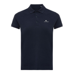 Polo piqué in cotone riciclato donna casual fit M da 220 g/m2 Iqoniq color blu mare vista con logo