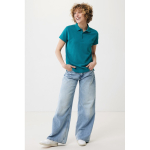 Polo piqué in cotone riciclato donna casual fit M da 220 g/m2 Iqoniq color verde pastello vista con modello