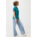Polo piqué in cotone riciclato donna casual fit M da 220 g/m2 Iqoniq color verde pastello terza vista con modello