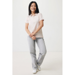 Polo piqué in cotone riciclato donna casual fit M da 220 g/m2 Iqoniq color rosa chiaro vista con modello