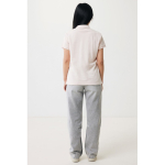 Polo piqué in cotone riciclato donna casual fit M da 220 g/m2 Iqoniq color rosa chiaro quarta vista con modello
