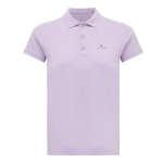 Polo piqué in cotone riciclato donna casual fit M da 220 g/m2 Iqoniq color lilla vista con logo