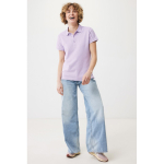 Polo piqué in cotone riciclato donna casual fit M da 220 g/m2 Iqoniq color lilla vista con modello