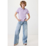Polo piqué in cotone riciclato donna casual fit M da 220 g/m2 Iqoniq color lilla seconda vista con modello