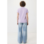 Polo piqué in cotone riciclato donna casual fit M da 220 g/m2 Iqoniq color lilla terza vista con modello