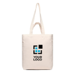 Borsa con cerniera in tela riciclata con peso di 400 g/m2 Hilo color bianco sporco vista area di stampa