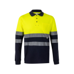 Polo a maniche lunghe extra large ad alta visibilità 150g/m2 Velilla color giallo seconda vista