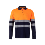 Polo a maniche lunghe extra large ad alta visibilità 150g/m2 Velilla color arancione seconda vista
