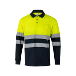 Polo da lavoro a maniche lunghe con bande riflettenti 160 g/m2 Velilla color giallo seconda vista