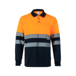 Polo da lavoro a maniche lunghe con bande riflettenti 160 g/m2 Velilla color arancione seconda vista