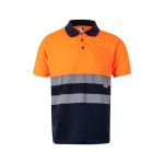 Polo bicolore da lavoro microforata in poliestere 160g/m2 Velilla color arancione seconda vista