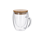 Tazza in vetro a doppia parete con coperchio in bambù 300 ml seconda vista