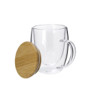 Tazza in vetro a doppia parete con coperchio in bambù 300 ml terza vista