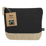Beauty case in cotone certificato Fairtrade con base in juta color nero prima vista