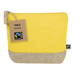 Beauty case in cotone certificato Fairtrade con base in juta color giallo prima vista