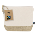 Beauty case in cotone certificato Fairtrade con base in juta color naturale prima vista