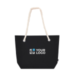 Shopper in feltro riciclato con manici in corda di cotone e soffietto vista area di stampa