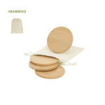 Set di 4 sottobicchieri in bambù in sacchetto di cotone con chiusura