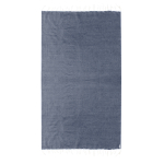 Pareo in cotone riciclato e RPET con frange bianche 180 g/m2 color blu mare prima vista