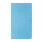 Pareo in cotone riciclato e RPET con frange bianche 180 g/m2 color azzurro prima vista