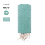 Pareo in cotone riciclato e RPET con frange bianche 180 g/m2