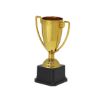 Trofeo dorato con 2 manici laterali su base nera