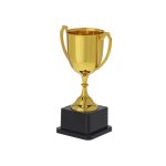 Tipico trofeo dorato con 2 manici laterali e base nera