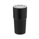 Bicchiere da asporto in acciaio inox riciclato design in rilievo 500ml color nero prima vista