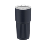 Bicchiere da asporto in acciaio inox riciclato design in rilievo 500ml color blu mare prima vista