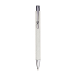 Penna a sfera in cartone riciclato con dettagli cromati inchiostro nero color bianco prima vista