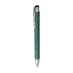 Penna a sfera in cartone riciclato con dettagli cromati inchiostro nero color verde seconda vista