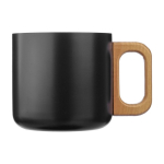 Tazza a doppia parete in acciaio riciclato con manico in bambù 400 ml color nero prima vista