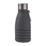 Borraccia pieghevole silicone con tappo in acciaio e moschettone 550ml color nero prima vista