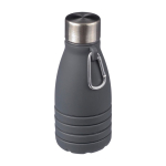 Borraccia pieghevole silicone con tappo in acciaio e moschettone 550ml color nero seconda vista