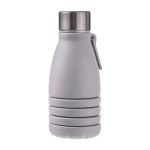 Borraccia pieghevole silicone con tappo in acciaio e moschettone 550ml color grigio prima vista