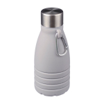 Borraccia pieghevole silicone con tappo in acciaio e moschettone 550ml color grigio seconda vista