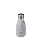 Borraccia pieghevole silicone con tappo in acciaio e moschettone 550ml color grigio vista area di stampa