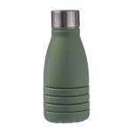 Borraccia pieghevole silicone con tappo in acciaio e moschettone 550ml color verde prima vista