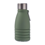 Borraccia pieghevole silicone con tappo in acciaio e moschettone 550ml color verde terza vista