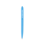 Penna in plastica riciclata monocolore con inchiostro nero color azzurro vista area di stampa