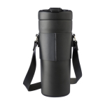 Thermos in acciaio inox con custodia e tracolla da 730ml color nero prima vista