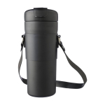 Thermos in acciaio inox con custodia e tracolla da 730ml color nero seconda vista