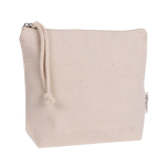 Beauty case promozionale in cotone riciclato con manico in corda color naturale seconda vista