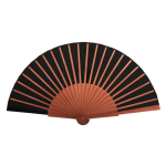 Ventaglio personalizzabile in legno scuro e tessuto di poliestere 23cm color nero prima vista