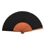 Ventaglio personalizzabile in legno scuro e tessuto di poliestere 23cm color nero